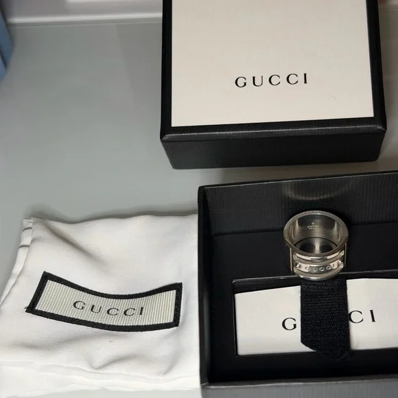 Authentic GUCCI - Ring - 925 silver size 7.75 with box and COA. - Picture 3 of 12